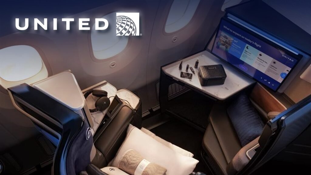Suíte Polaris Studio no Boeing 787-9 da United, em foto oficial de divulgação.