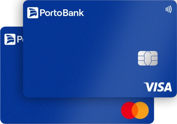 Cartões Porto Bank Visa Gold e Mastercard Gold azuis