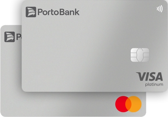 Cartões Porto Bank Visa Platinum e Mastercard Platinum prateados